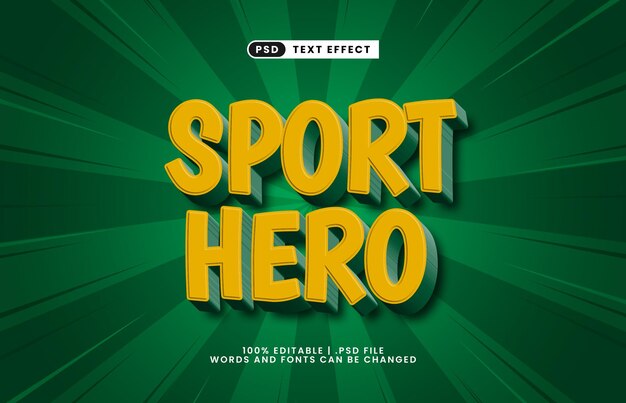 héroe deportivo efecto de texto editable con un estilo de texto de deporte y fútbol