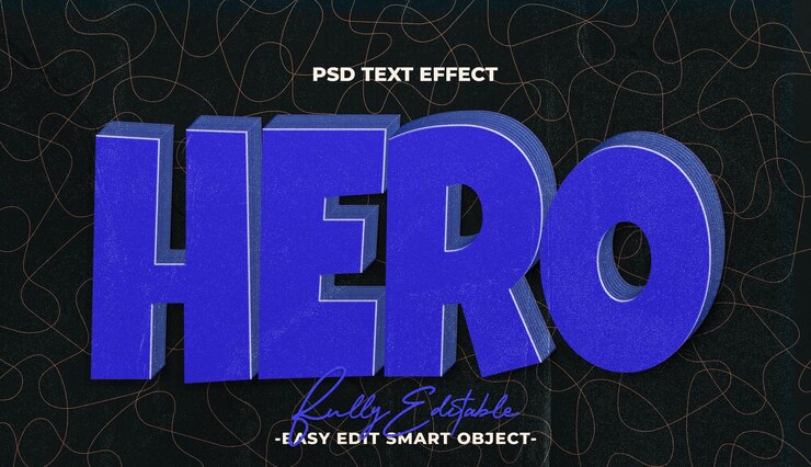 PSD héroe de estilo retro con efecto de texto 3d editable