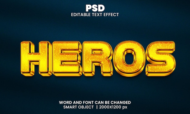 Héroes 3d estilo de efecto de texto de photoshop editable con fondo