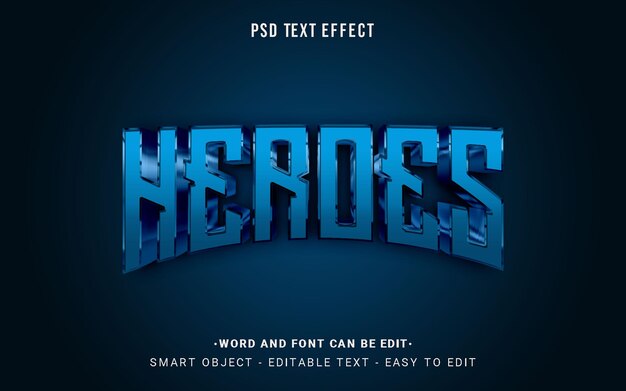HEROES Blue PSD Text Effect Editale