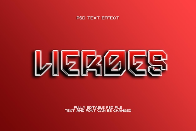 Heroes Text Effect with Red Color Design