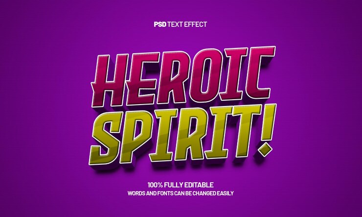 PSD heroic spirit editable text effect with a hero and power text effect