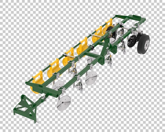 Herramienta agrícola para tractor aislado sobre fondo transparente ilustración de renderizado 3d