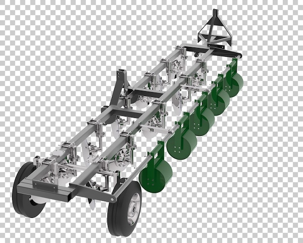 PSD herramienta agrícola para tractor aislado sobre fondo transparente ilustración de renderizado 3d