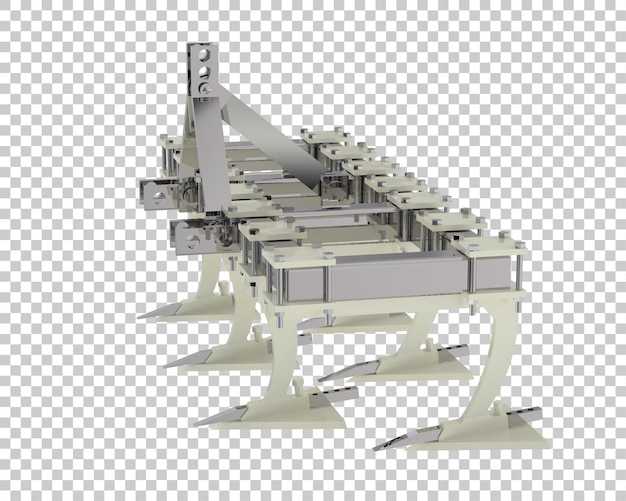 Herramienta agrícola para tractor en ilustración de renderizado 3d de fondo transparente