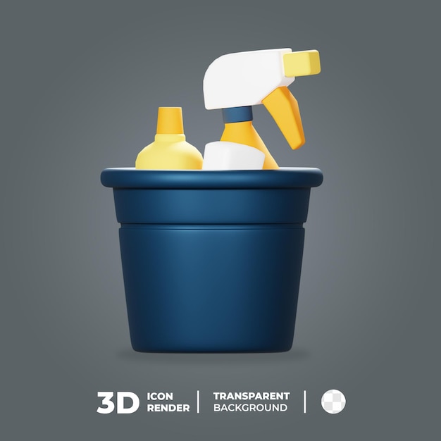 PSD herramienta de limpieza de cubo de icono 3d