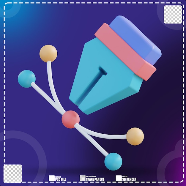 herramienta de pluma de ilustración 3d 3