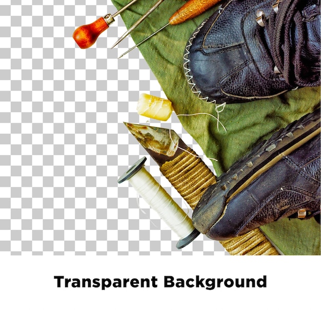 Herramientas y botas para la reparación de zapatos