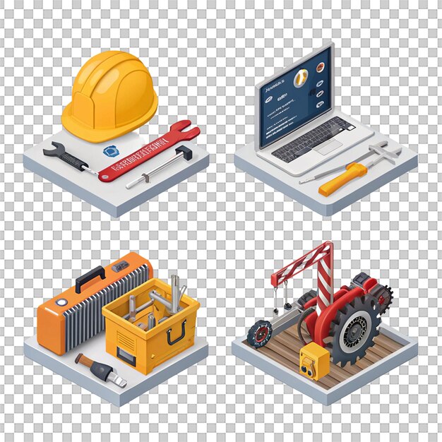 Herramientas de construcción e ingeniería isométricas