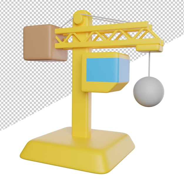 PSD herramientas de construcción de grúas una grúa amarilla con una bola blanca sobre ella