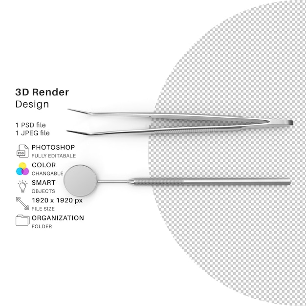 PSD herramientas dentales de modelado 3d archivo psd realista