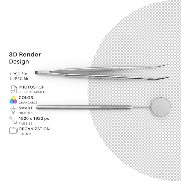 PSD herramientas dentales de modelado 3d archivo psd realista