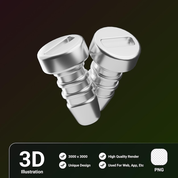 Herramientas eléctricas Objeto Tornillos Ilustración 3D
