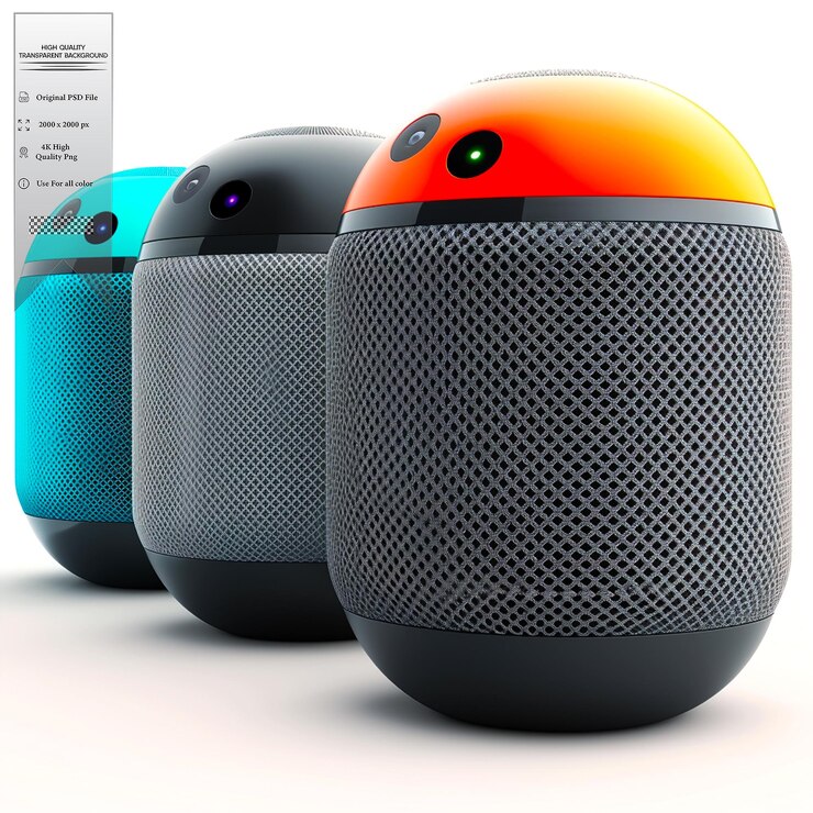 PSD herramientas con ia como siri alexa y el asistente de google en un fondo transparente