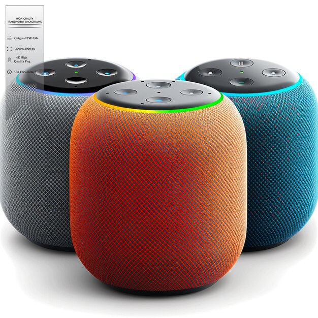 Herramientas con IA como Siri Alexa y el Asistente de Google en un fondo transparente