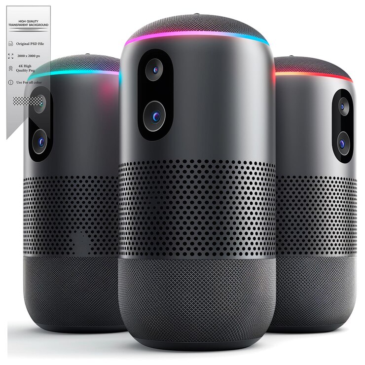 PSD herramientas con ia como siri alexa y el asistente de google en un fondo transparente