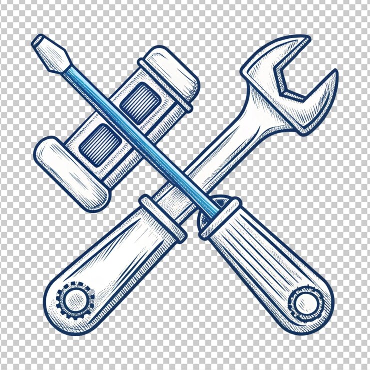 PSD herramientas de reparación dibujado a mano contorno dibujado icono cruz