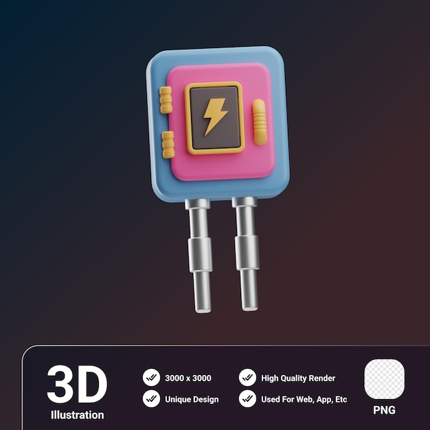 Herramientas de reparación Ilustración 3D de la caja de fusibles de objetos