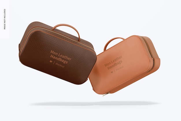 Herren Lederhandtasche Mockup, schwimmend