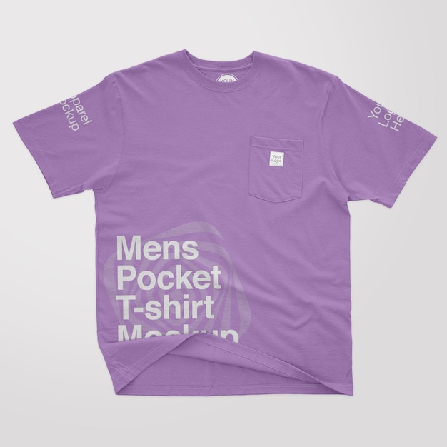 Herren t-shirt mit tasche mockup