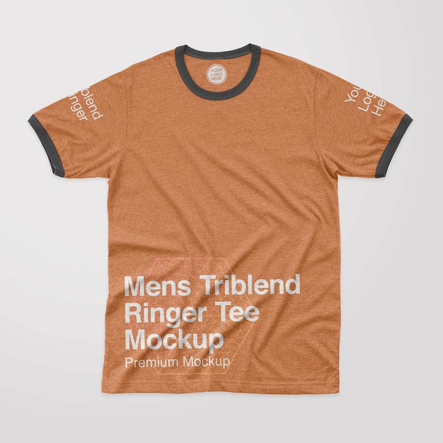 Herren triblend ringer tee front mockup