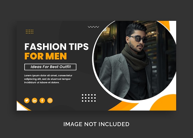 Herrenmode-Tipps Webinar YouTube-Miniaturansicht oder Webbanner-Vorlage