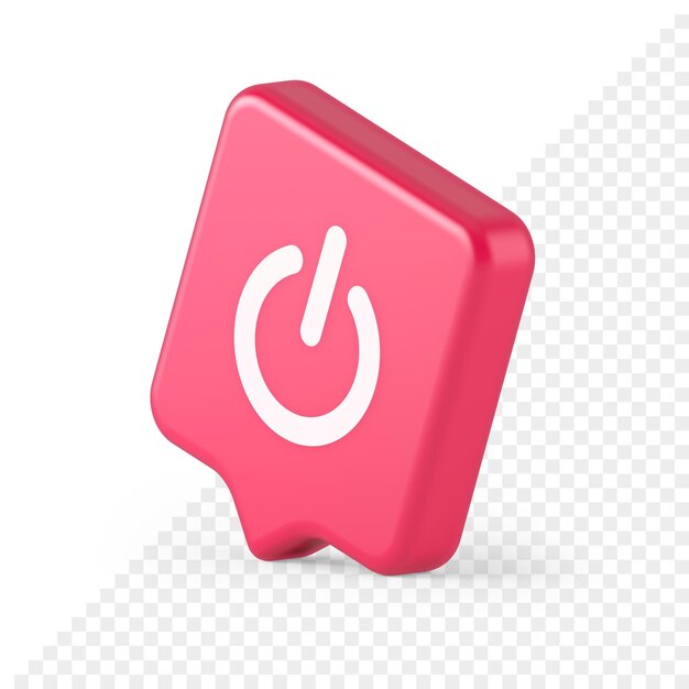Herunterfahren einschalten Ausschaltknopf Energieschalter Power Start Stop Web App Design 3D realistisches Sprechblasensymbol