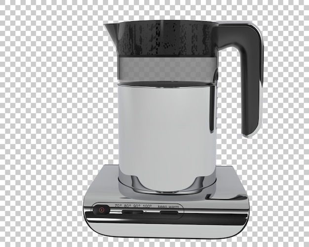 Hervidor de agua aislado en la ilustración de renderizado 3d de fondo transparente