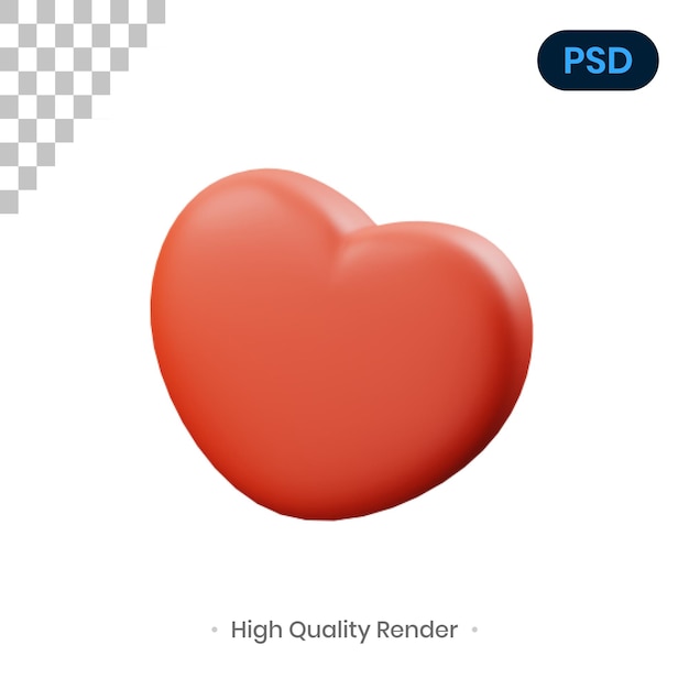 Herz 3d render illustration premium psd