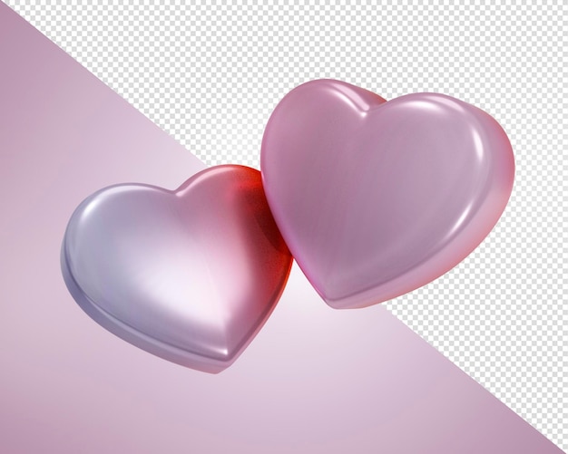 Herz 3D rosa PNG mit Farbverlaufshintergrund