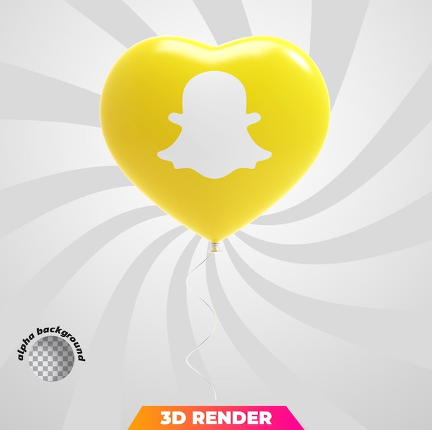 Herz-snapchat-social-media-symbol luftballons 3d-rendering