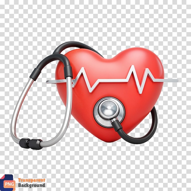 Herz-Symbol mit Stethoskop, das Gesundheitsuntersuchungen und medizinische Versorgung darstellt