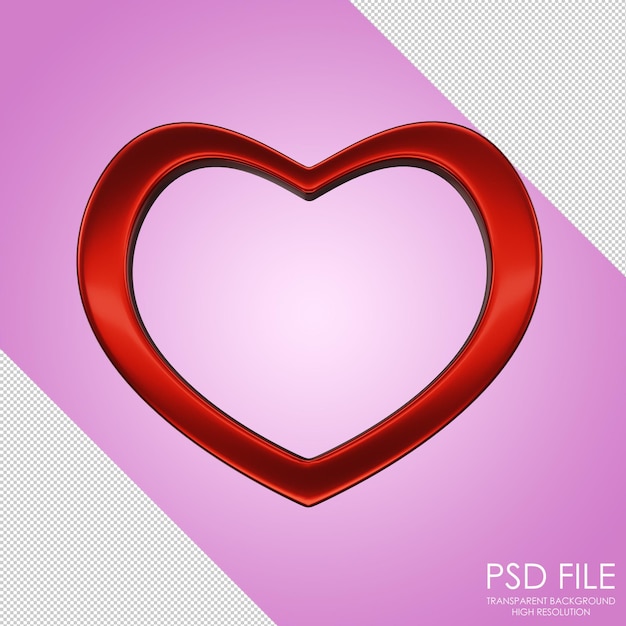 Herz-Symbol Rahmen in Form von Herzen Rotes Herz Valentinstag Hochzeit Liebe Herz 3D-Rendering 3D-Illustration