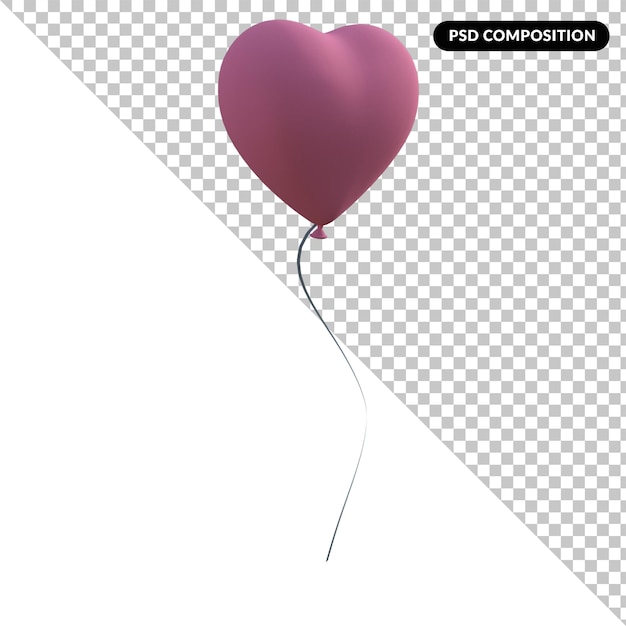 herzförmiger Ballon isoliert 3d