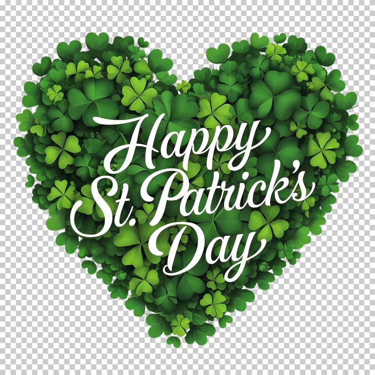 PSD herzförmiges schamrock-design mit happy st. patrick's day text
