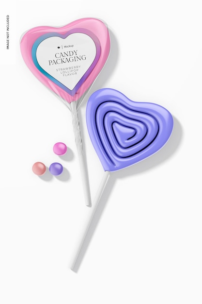 Herzlollipop mit Label Mockup