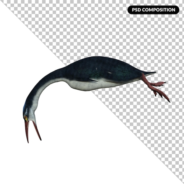 Hesperornis-Dinosaurier isoliert 3D-Rendering