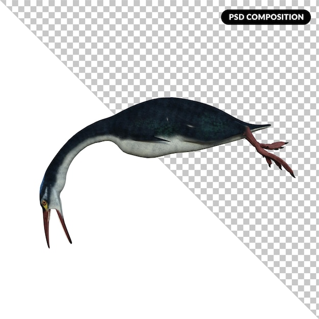 PSD hesperornis-dinosaurier isoliert 3d-rendering