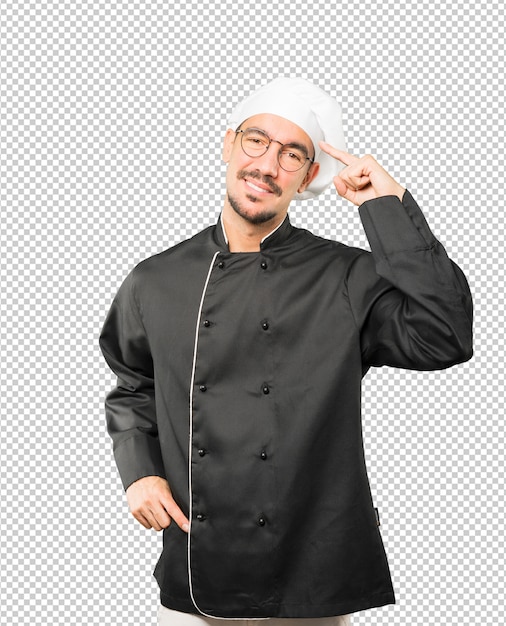 Heureux Jeune Chef Faisant Un Geste De Concentration