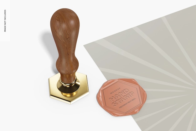 Hexagon Wax Seal Stamp Mockup, Veduta dall'alto