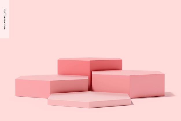 Hexagonal pink podien mockup