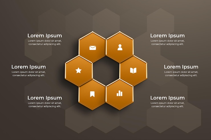 PSD hexagonale infografik für wirtschaft und marketing
