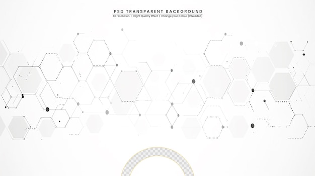 PSD hexagone abstrait avec du blanc sur fond transparent