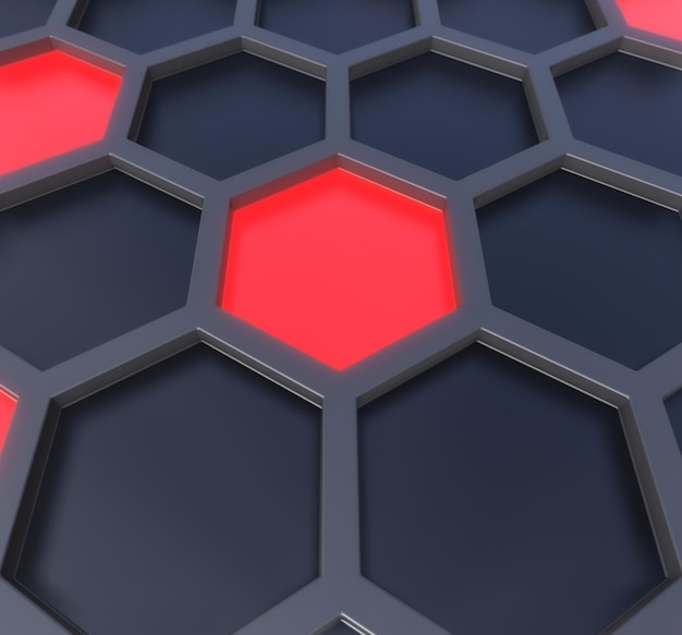 PSD hexagones sombres et néon rouge
