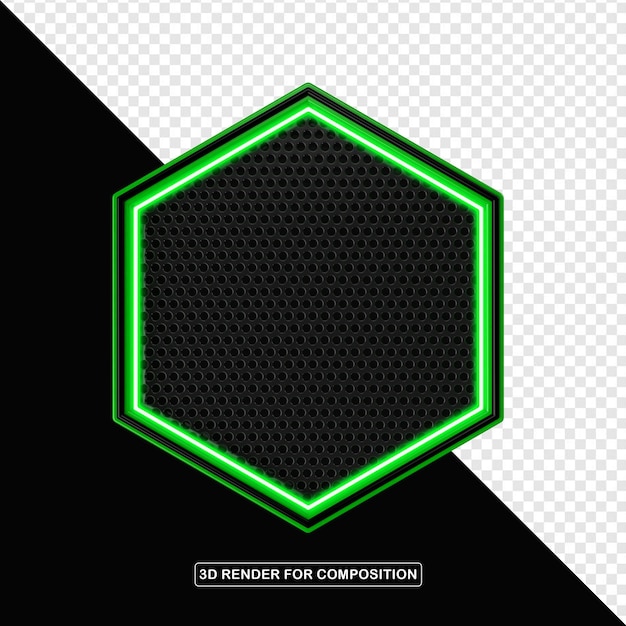 Hexágono com grade de ícones para composição de néon