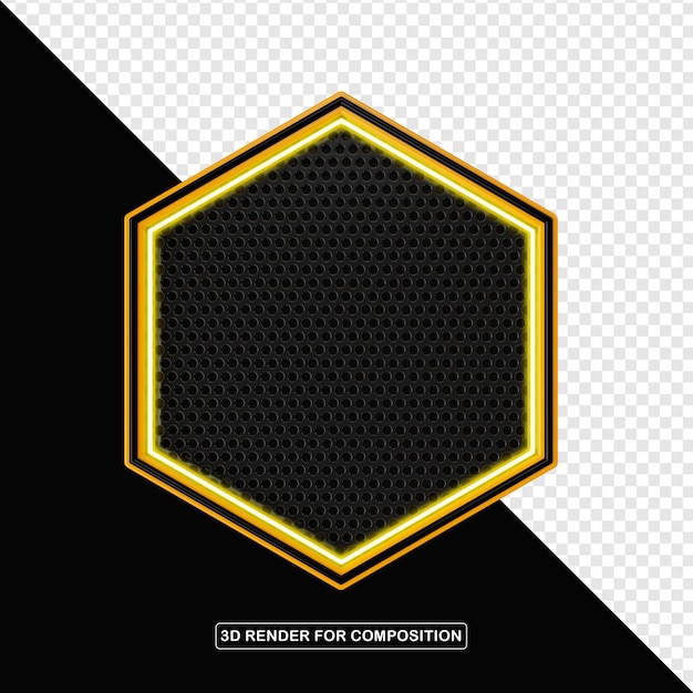 Hexágono com grade de ícones para composição de néon