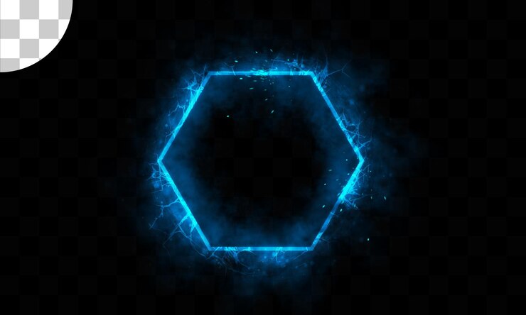 PSD hexágono efecto de llamarada de luz azul transparente