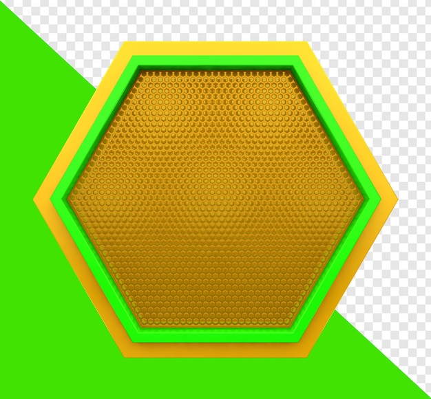 PSD un hexágono verde con borde amarillo y fondo verde.