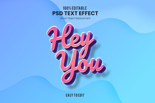 PSD hey you playful 3d psd efecto de texto