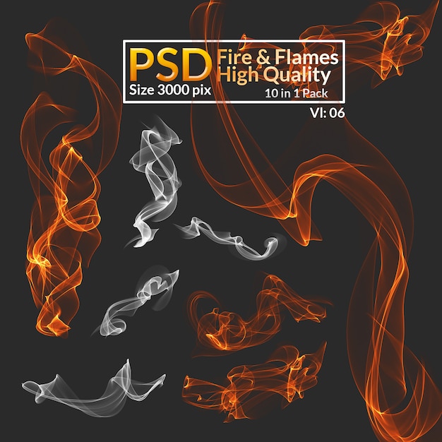 PSD hi-res aislado fuego y humo